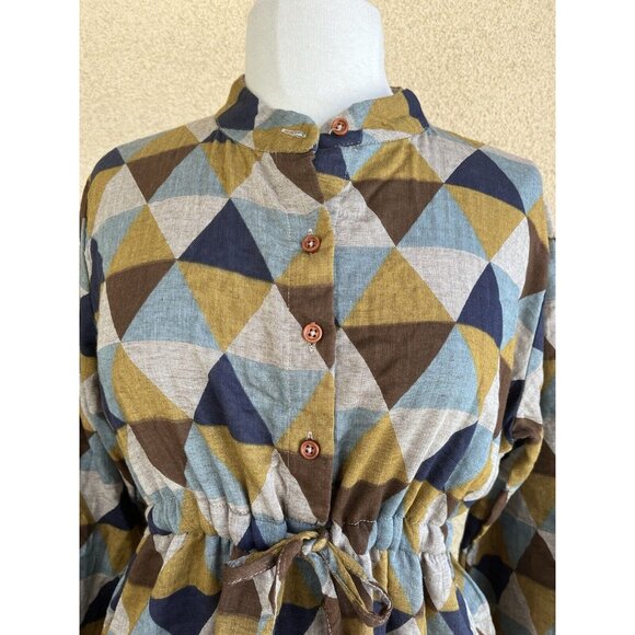 Ashir Aley Geometric Artsy Dress Size XL Mini Long Sleeves Pockets Casual Work - Picture 9 of 14
